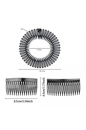 VIKSAUN Lot de 3 bandeaux flexibles avec peigne à insert, serre-tête flexible – Résistant aux boutons-pression – Serre-tête e