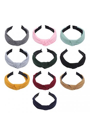 Coolty 10pcs Bandeaux Noeud, Bandeau Turban, Bandeau élastique, Accessoires pour Cheveux Femmes et Filles, 10 Couleur