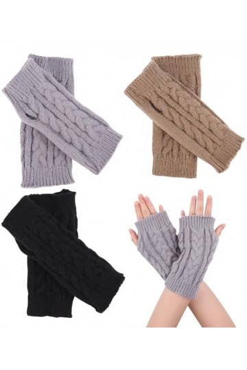 3 Paires de Gants Sans Doigts Chauffe-poignets, Demi-Doigts Gants sans Doigts dHiver,Mitaines sans Doigts Chaud Poignet Main