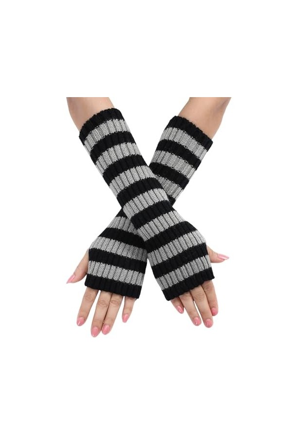 HERSIL Mitaines Mitaines Tricot Chaud Femme Moufles Convertibles Moufles à Fleurs à la Mode Gant Femme, gris, taille unique