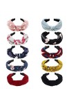 DRESHOW 10 PCS Femme Bandeau Cheveux Bandeaux, Headbands et Serre-têtes Vintage Imprimé Tête Enveloppe Cheveux Accessoire