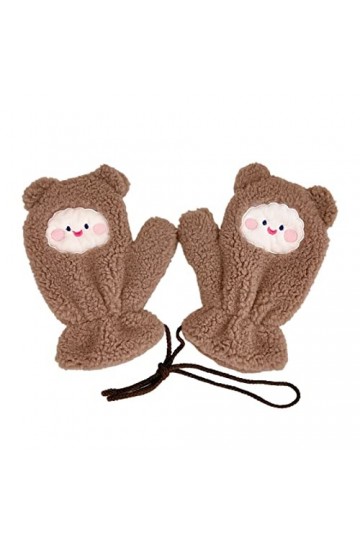 Fiauli Moufles pour femme Protection des mains Mode Automne Hiver Gants Femme Café