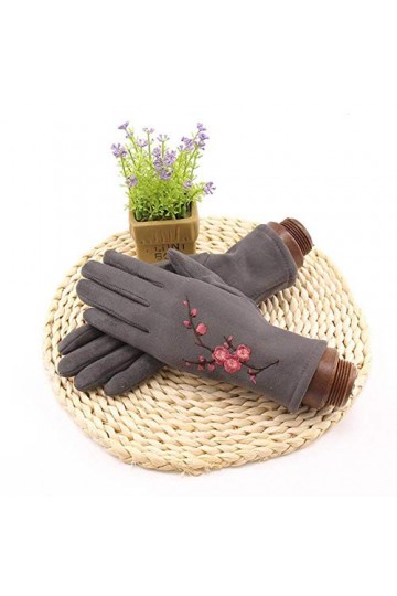 MAPPE Hiver Femme Simple Couche Chaud Cachemire Bouton Complet Doigt De Cyclisme Mitaines Femmes Daim en Cuir Écran Tactile G