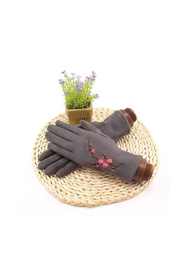 MAPPE Hiver Femme Simple Couche Chaud Cachemire Bouton Complet Doigt De Cyclisme Mitaines Femmes Daim en Cuir Écran Tactile G