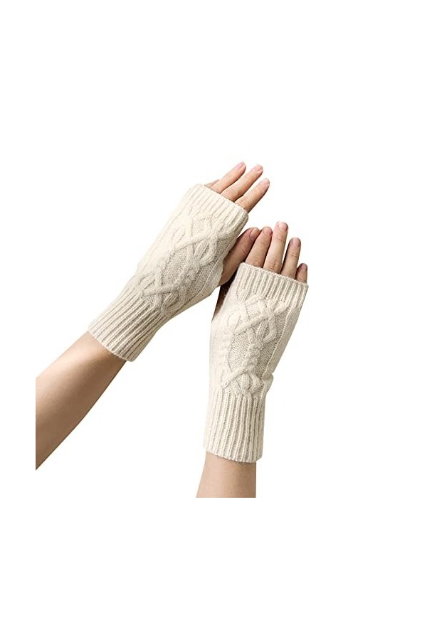 Keepwin Mitaines tricotées en laine pour femme - Automne et hiver - Couleur unie, a, taille unique