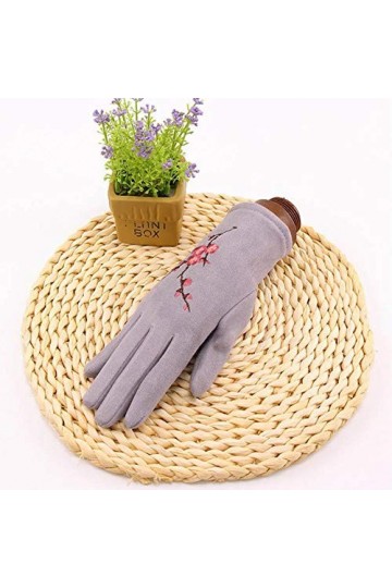 MAPPE Hiver Femme Simple Couche Chaud Cachemire Plein Bouton Doigt De Vélo Mitaines Femmes Daim en Cuir Écran Tactile Gants D