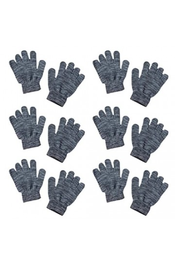 Oyrcvweuy Lot de 6 paires de gants dhiver tricotés pour enfants - Pour garçons et filles - Couleur fluo - Couleur unie - Cou