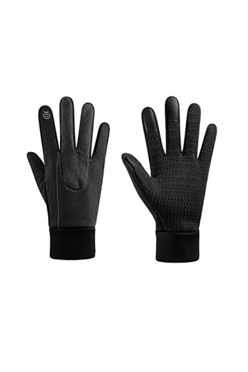 Gants dhiver antidérapants en peluche épaisse coupe-vent pour femme, Noir , L