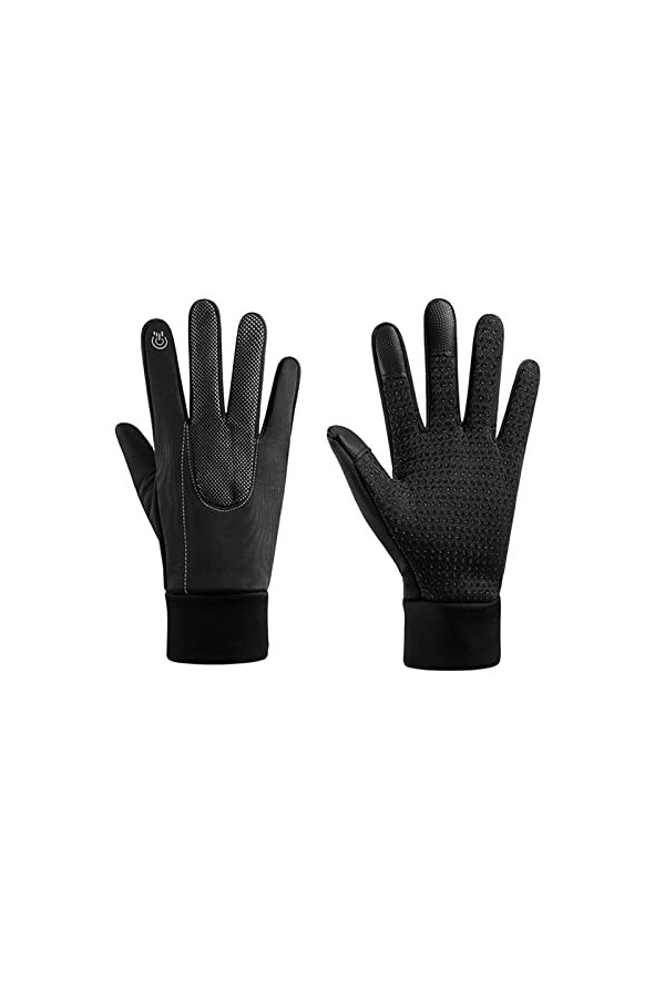 Gants dhiver antidérapants en peluche épaisse coupe-vent pour femme, Noir , L