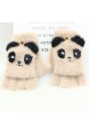 Liyinco Gants sans Doigts Panda Mignons pour Femmes Flip Gants sans Doigts, Gants dhiver Tricotés Coupe-Vent Écran Tactile D