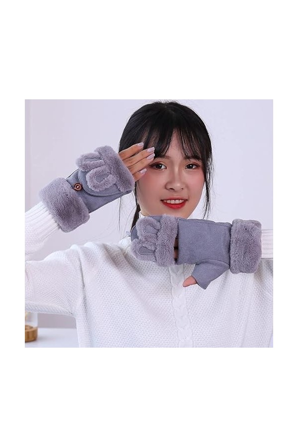 Gants thermiques pour femme - Gants dhiver chauds en daim - Poignets élastiques - Gants dhiver doublés - Gants dhiver pour