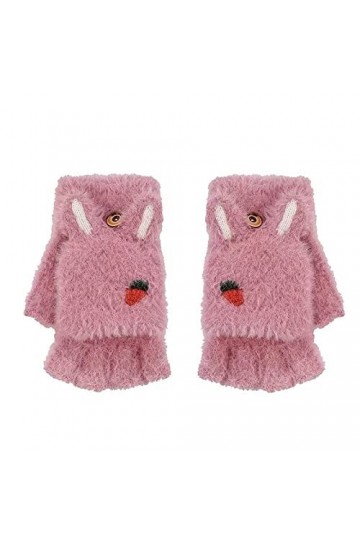 Liyinco Gants sans Doigts pour Dames, Mignons Gants à Oreilles de Lapin, Gants tricotés pour Filles dhiver et Gants tricotés