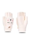 Mesdames Mignon Lapin Flip Gants sans Doigts, Hiver Chaud Gants sans Doigts en Peluche, Bureau Extérieur Demi Doigts Gants,Bl