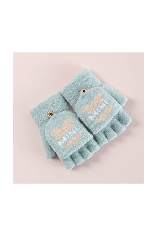 Liyinco Gants sans Doigts en Peluche Jacquard Mignons pour Dames, Gants sans Doigts en Peluche Chauds pour lhiver, Gants san