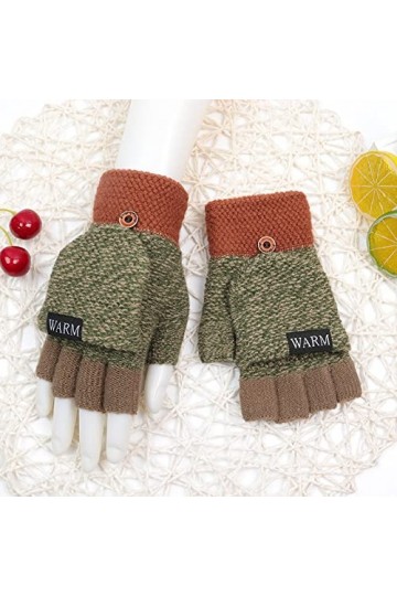 Liyinco Gants sans Doigts dhiver Colorblock Flip, Gants sans Doigts en Peluche Chauds pour Dames, Gants sans Doigts Chauds p