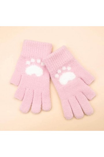 Liyinco Gants sans Doigts en Peluche Mignons pour Dames, Gants sans Doigts en Peluche Chauds pour lhiver, Gants sans Doigts 