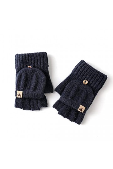 Liyinco Gants sans Doigts épais en Peluche dhiver, Gants sans Doigts tricotés Chauds, Gants Demi-Doigts de Bureau en Plein a