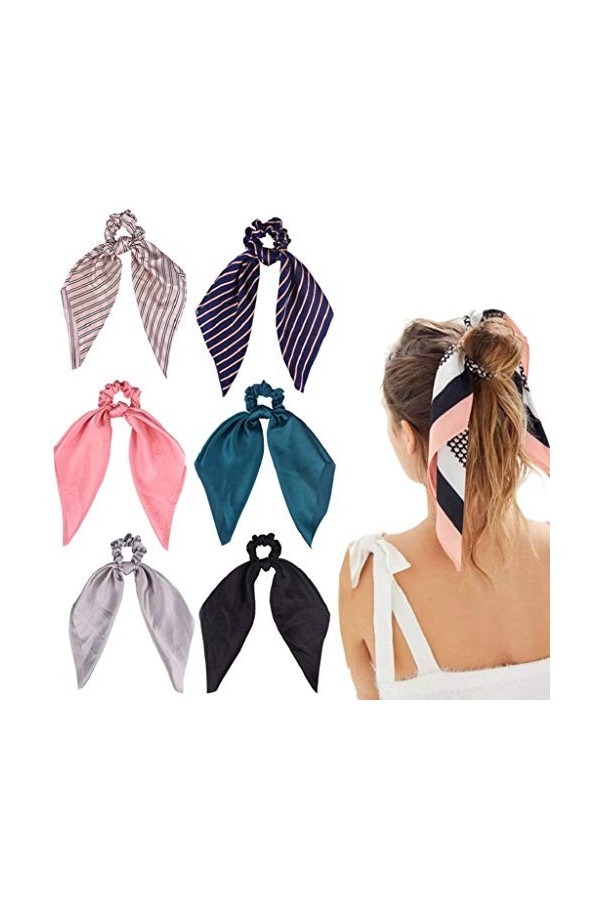 DRESHOW 6 Pièces Bandeau Cheveux pour Femme Boho Bandeaux Vintage Imprimé Tête Enveloppe Extensible Hairband Twisted Cute Hai