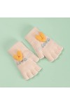 Liyinco Gants sans Doigts Jacquard Mignons pour Dames, Gants sans Doigts en Peluche Chauds dhiver, Gants Demi-Doigts tricoté