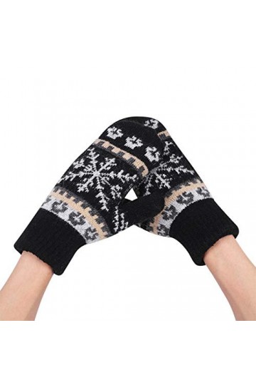 IBLUELOVER Gants Moufle Femme Filles Mitaines Hiver Chaud Gants en Laine Tricotés Doublure Polaire Épaisses Moufles Cachemire