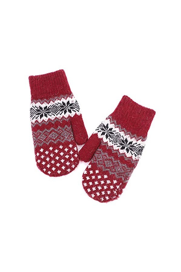 IBLUELOVER Gants Moufle Femme Filles Mitaines Hiver Chaud Gants en Laine Tricotés Doublure Polaire Épaisses Moufles Cachemire