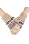 IBLUELOVER Gants Moufle Femme Filles Mitaines Hiver Chaud Gants en Laine Tricotés Doublure Polaire Épaisses Moufles Cachemire