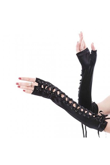 YO-HAPPY Femmes Gants Sexy Fingerless Longs Gants Creuser Criss Cross Cravates Up Mitaines Parti Fournitures De Mariage