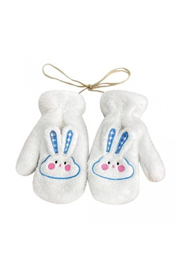 Gants tricotés pour femme - Taille unique - Gants dhiver en forme de lapin 3D - Double couche - Moufles pour femme - Corde t