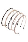 5 Pièces Cheveux Strass Bande, Serre Tête Diamant, Non Slip Hairband, Bandeaux Cristal pour Filles Décoration, Danse, Fête, V