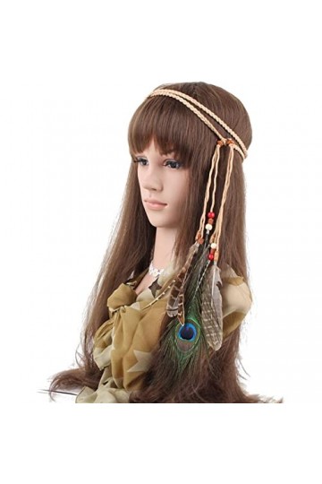 Bandeau à plumes hippie, bohème, carnaval, accessoires pour cheveux pour femmes et filles gules 