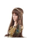 Bandeau à plumes hippie, bohème, carnaval, accessoires pour cheveux pour femmes et filles gules 
