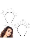 Serre-Têtes pour Femme Brillant Bandeau de Étoile et Lune Headbands à paillettes Décoration de Fête pour Fille Enfant 2 Pcs