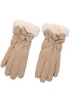SIMAYA Gants dhiver imperméables avec nœud pour femme - Pour temps froid, kaki, taille unique