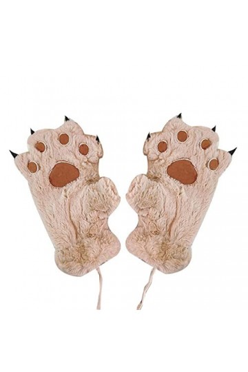 Eiudxue Gants dhiver en forme de patte dours en peluche - Gants de costume mignons en forme de patte dours - Gants dHallo