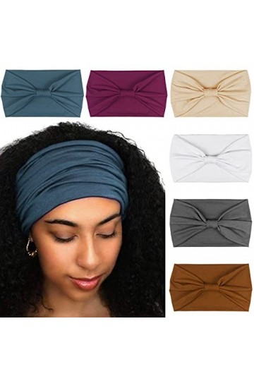 DRESHOW 6 Pièces Femme Vintage Élastique Bandeau Cheveux Boho Bandeaux pour femmes Vintage Tête Enveloppe Hairband Twisted Cu