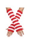 Gants Longs Sans Doigts Pour Femmes Gants Chauffe Bras À Rayures Gants Demi Doigts En Tricot Gants Gothiques Demi Doigts Avec