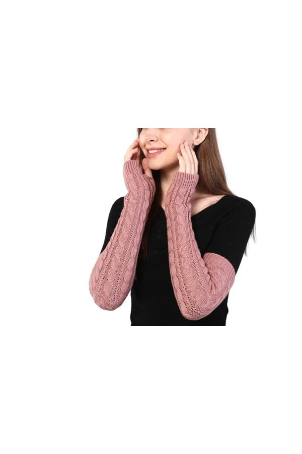 Gants Longs Sans Doigts Pour Femmes Gants Chauffe Bras En Tricot Torsadé Gants Demi Doigts Gothiques Demi Doigts Avec Trou Po