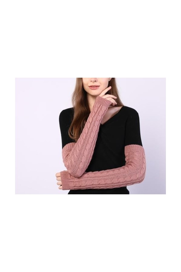 Gants Longs Sans Doigts Pour Femmes Gants Chauffe Bras En Tricot Torsadé Gants Demi Doigts Gothiques Demi Doigts Avec Trou Po