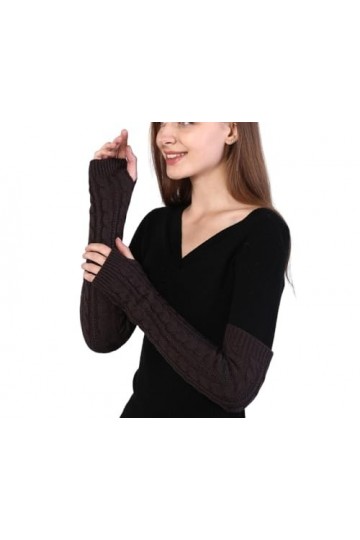 Gants Longs Sans Doigts Pour Femmes Gants Chauffe Bras En Tricot Torsadé Gants Demi Doigts Gothiques Demi Doigts Avec Trou Po