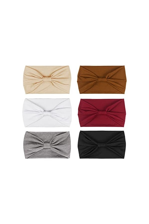 DRESHOW 6 Pièces Femme Vintage Élastique Bandeau Cheveux Boho Bandeaux pour femmes Vintage Tête Enveloppe Hairband Twisted Cu