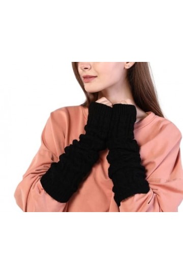 Gants Longs Sans Doigts Pour Femmes Gants Chauffe Bras En Tricot Torsadé Gants Demi Doigts Gothiques Demi Doigts Avec Trou Po