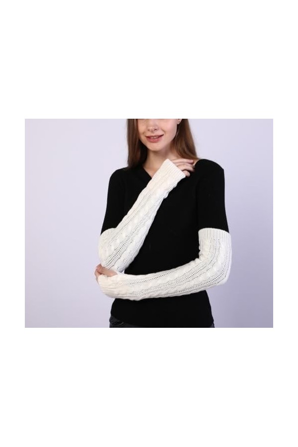 Gants Longs Sans Doigts Pour Femmes Gants Chauffe Bras En Tricot Torsadé Gants Demi Doigts Gothiques Demi Doigts Avec Trou Po