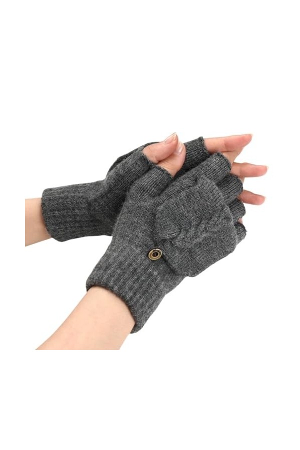 Gants Demi Doigts Pour Femmes Gants Sans Doigts Convertibles En Tricot Torsadé Mitaines Thermiques DHiver Trou Pour Le Pouce