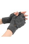 Gants Demi Doigts Pour Femmes Gants Sans Doigts Convertibles En Tricot Torsadé Mitaines Thermiques DHiver Trou Pour Le Pouce