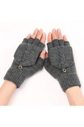 Gants Demi Doigts Pour Femmes Gants Sans Doigts Convertibles En Tricot Torsadé Mitaines Thermiques DHiver Trou Pour Le Pouce