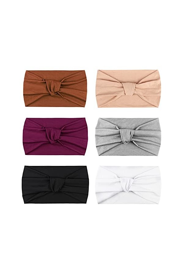 DRESHOW 6 Pièces Femme Vintage Élastique Bandeau Cheveux Boho Bandeaux pour femmes Vintage Tête Enveloppe Hairband Twisted Cu