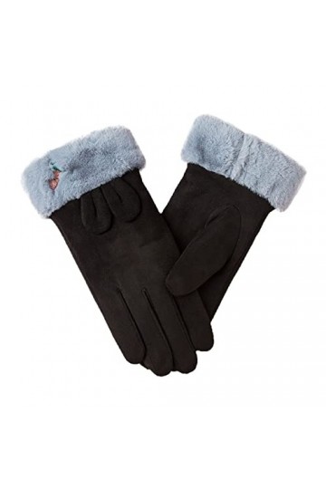Gants chauds et tendance pour femme avec nœud mignon en polaire pour écran tactile et gants antidérapants