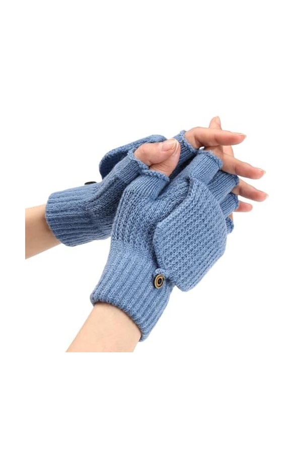 Gants Demi Doigts Pour Femmes Gants Sans Doigts Convertibles En Tricot Fin Mitaines Thermiques DHiver Trou Pour Le Pouce Cha