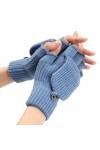 Gants Demi Doigts Pour Femmes Gants Sans Doigts Convertibles En Tricot Fin Mitaines Thermiques DHiver Trou Pour Le Pouce Cha