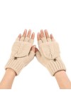 Gants Demi Doigts Pour Femmes Gants Sans Doigts Convertibles En Tricot Simple Mitaines Thermiques DHiver Trou Pour Le Pouce 